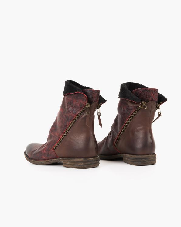 Bordowe botki damskie ze skóry naturalnej 146-18692-BORDO