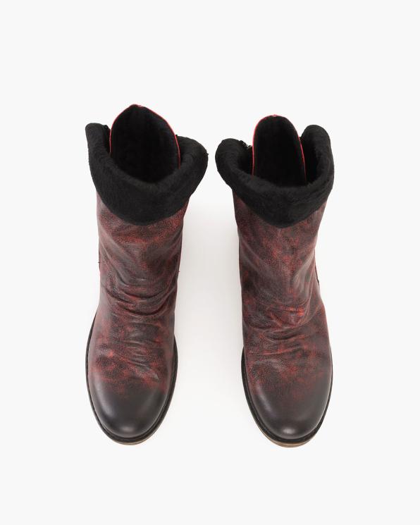 Bordowe botki damskie ze skóry naturalnej 146-18692-BORDO