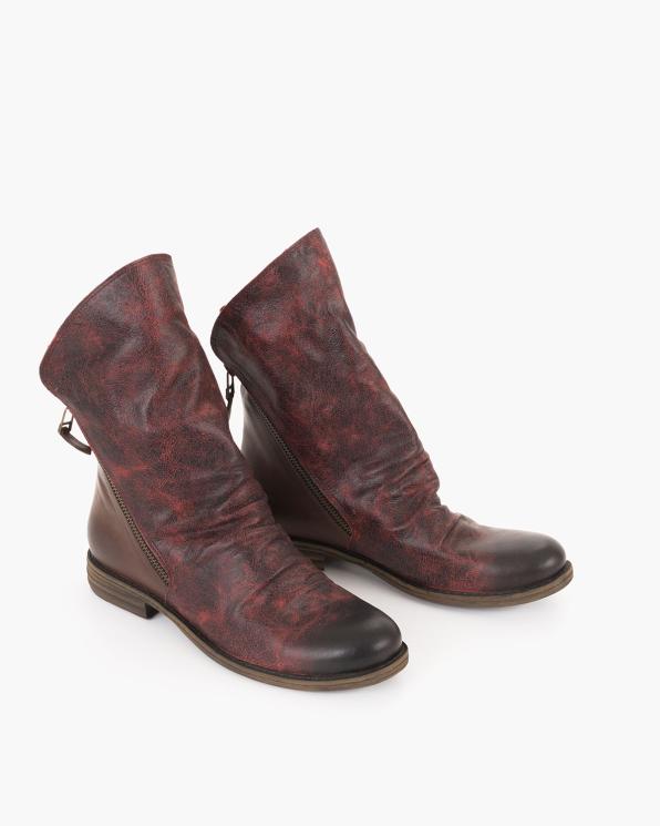 Bordowe botki damskie ze skóry naturalnej 146-18692-BORDO