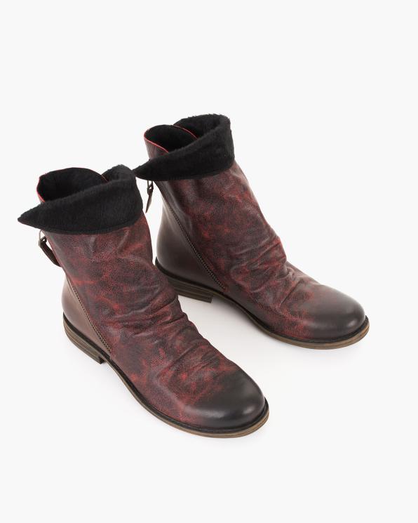 Bordowe botki damskie ze skóry naturalnej 146-18692-BORDO