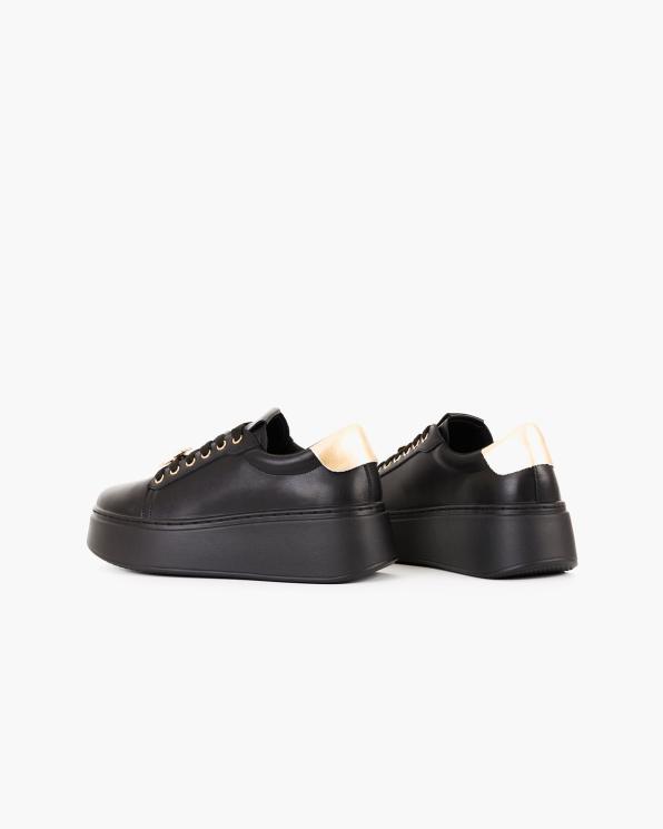 Czarne adidasy damskie skórzane na platformie 105-00766-CZARNY