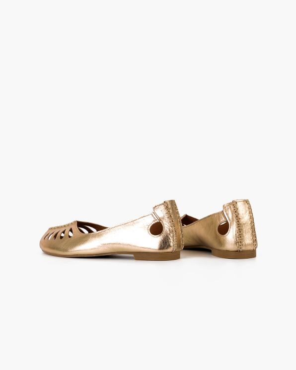 Złote baleriny damskie z naturalnej skóry licowej peep toe 145-700-ZŁOTY