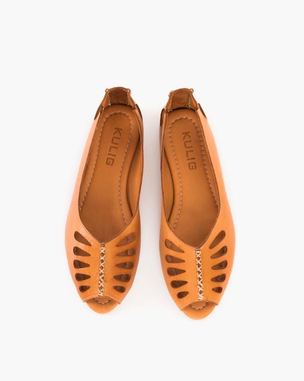 Rude baleriny damskie ażurowe ze skóry licowej peep toe 145-700-RUDY