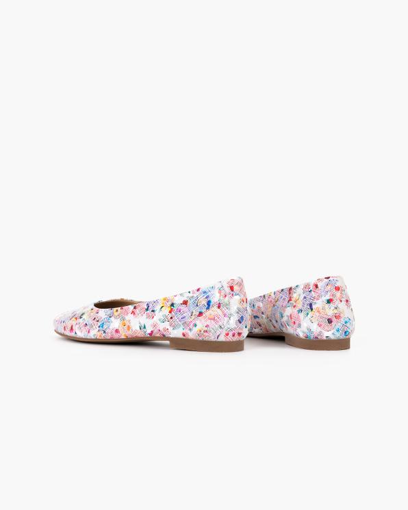 Wielokolorowe baleriny ażurowe ze skóry naturalnej peep toe 148-904769-KWIAT