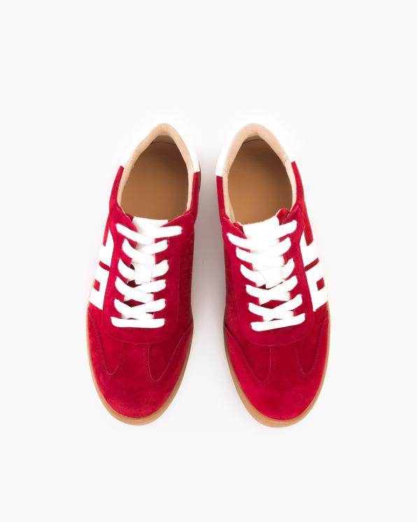 Czerwone adidasy z naturalnej skóry zamszowej 105-71597-czerwo