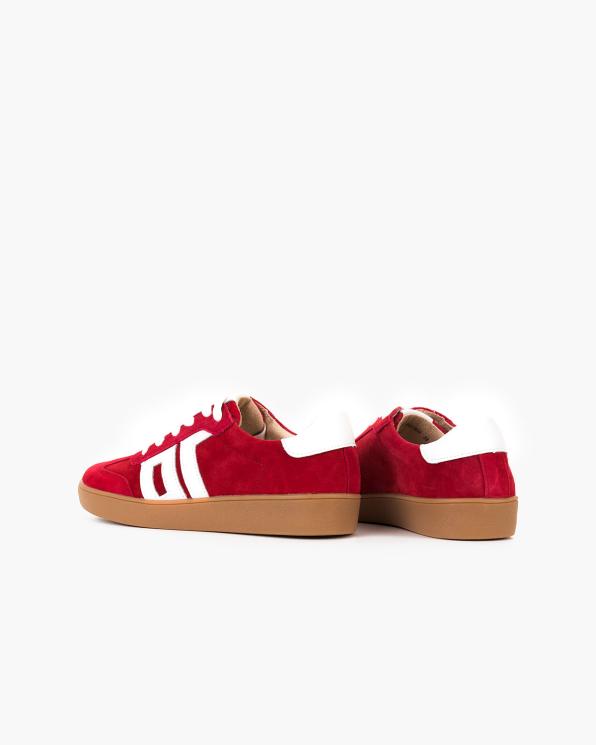 Czerwone adidasy z naturalnej skóry zamszowej 105-71597-czerwo