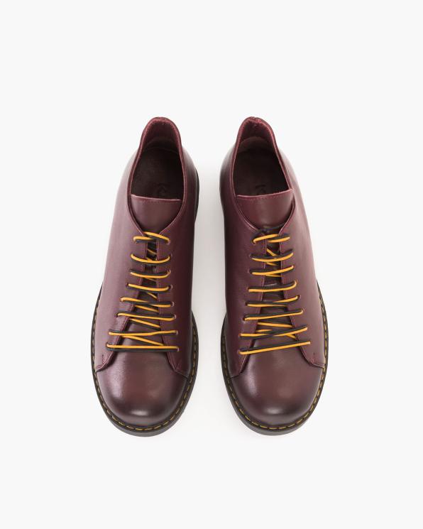 Bordowe półbuty sznurowane ze skóry naturalnej 135-037-BORDO