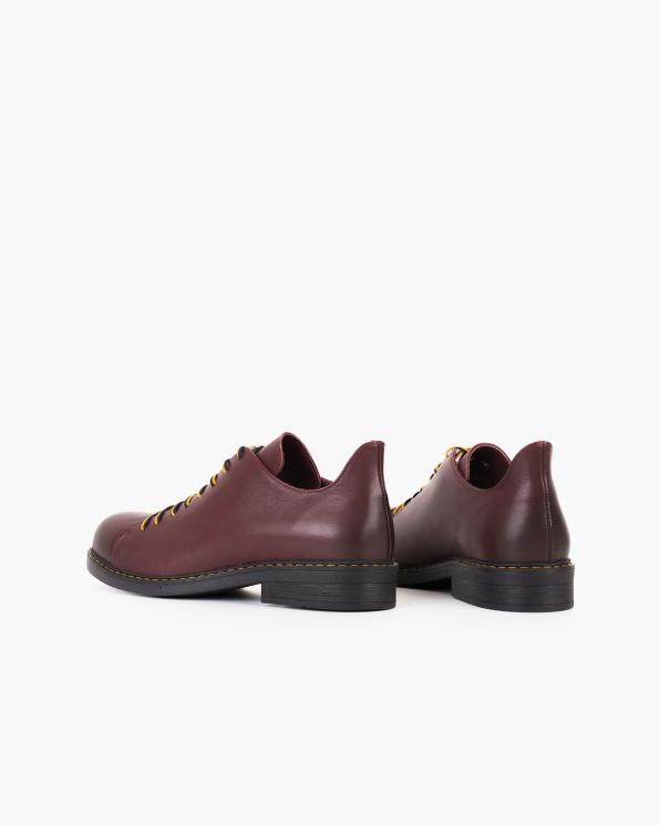 Bordowe półbuty sznurowane ze skóry naturalnej 135-037-BORDO