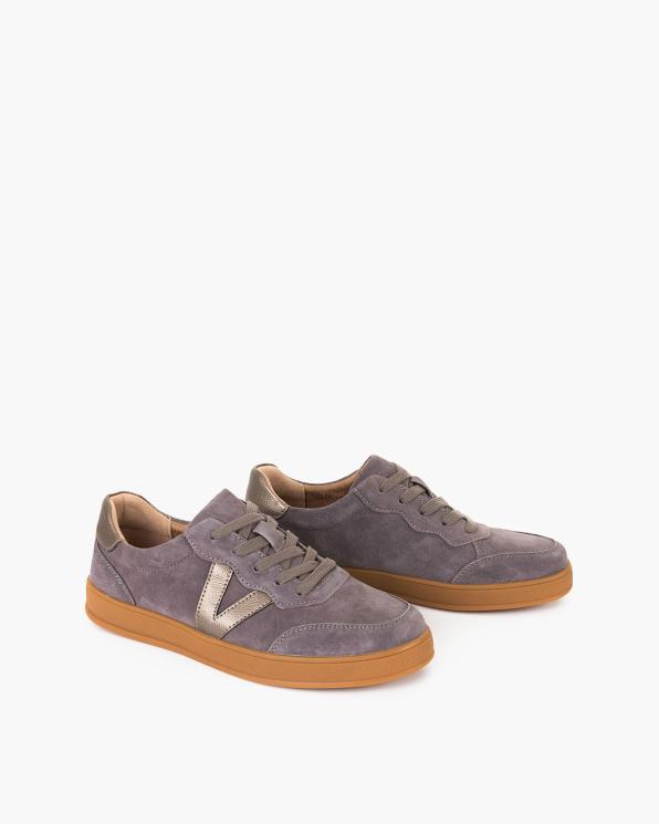 Szare adidasy damskie z naturalnej skóry zamszowej 105-85597-SZARY