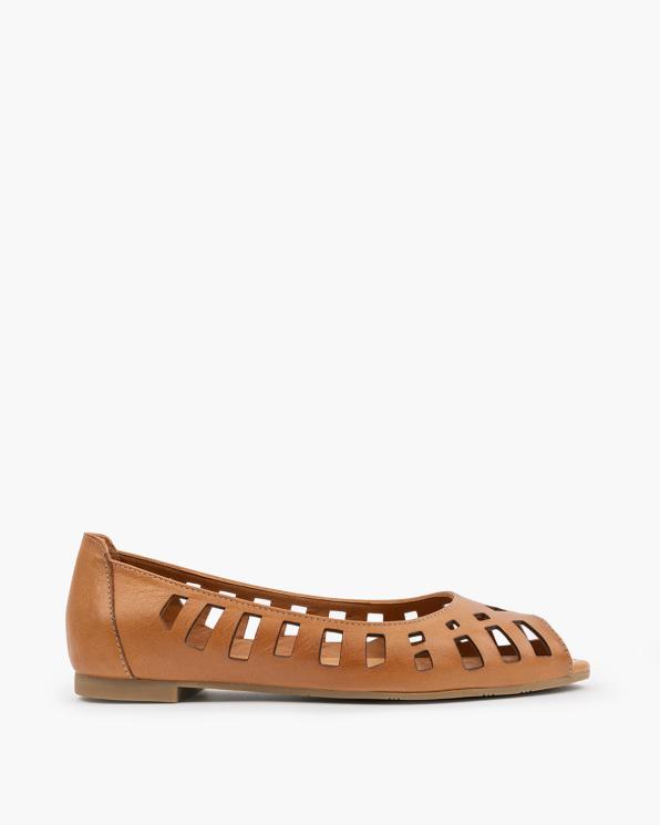 Rude baleriny damskie ażurowe ze skóry licowej peep toe 145-8541-RUDY