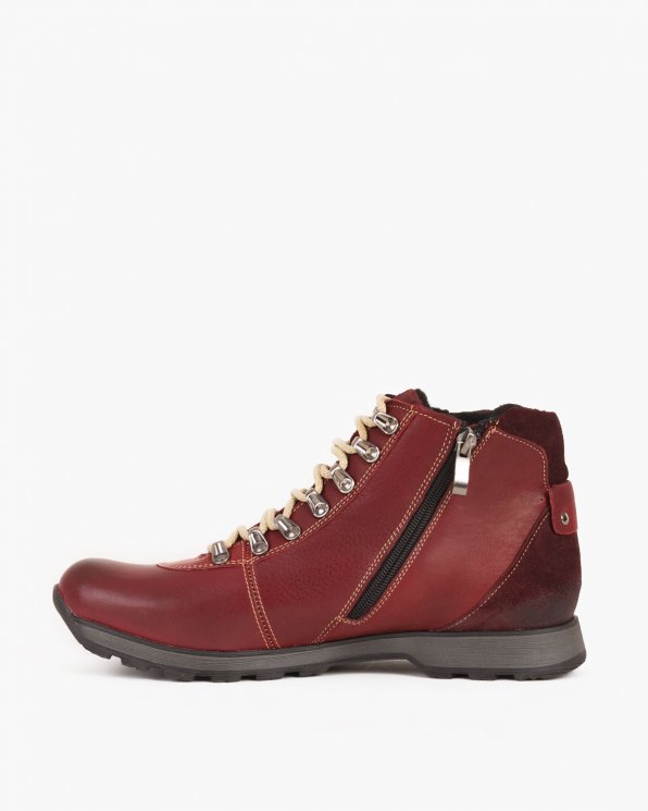 Bordowe kozaki męskie skórzane 006 -664-BORDO