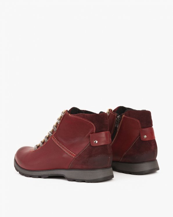 Bordowe kozaki męskie skórzane 006 -664-BORDO