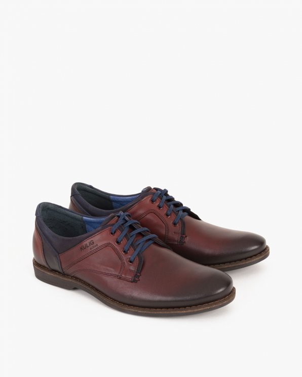 Bordowe półbuty męskie skórzane 015 -3461-BORDO
