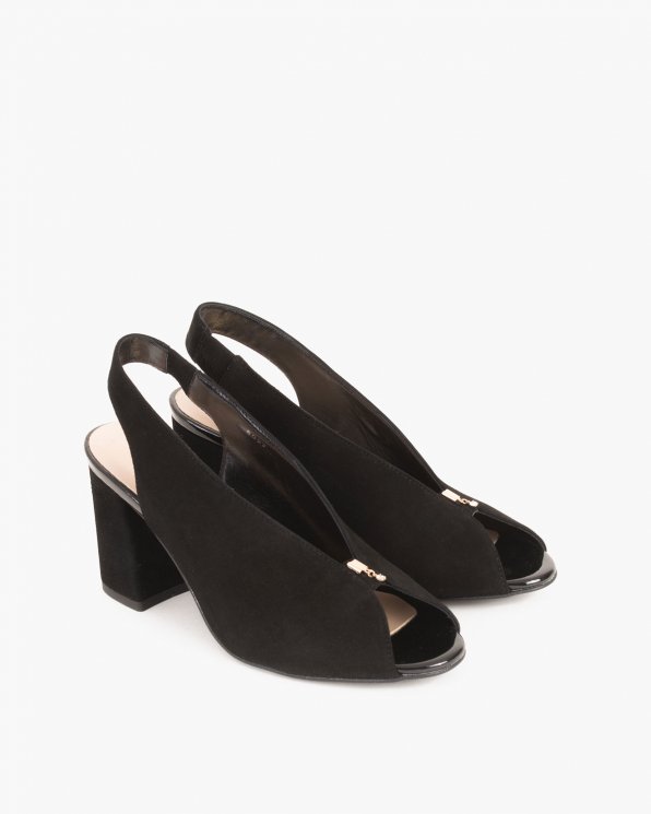 Czarne sandały na słupku peep toe 024 -7908-12