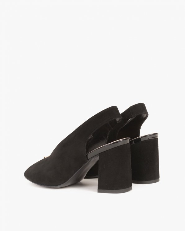 Czarne sandały na słupku peep toe 024 -7908-12