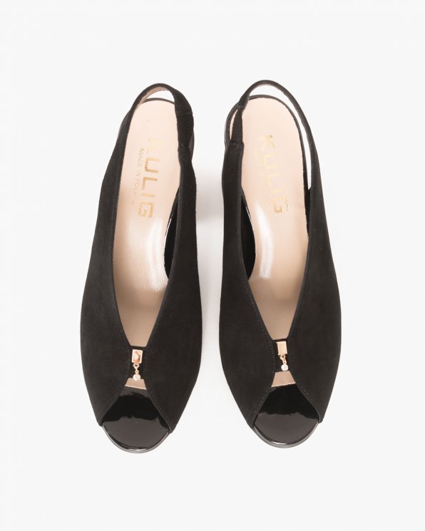 Czarne sandały na słupku peep toe 024 -7908-12