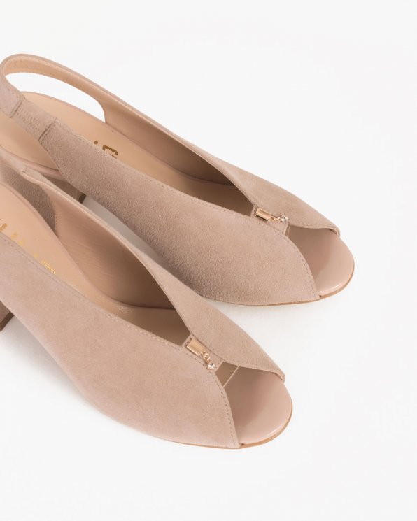 Beżowe sandały na słupku peep toe 024 -7908-041