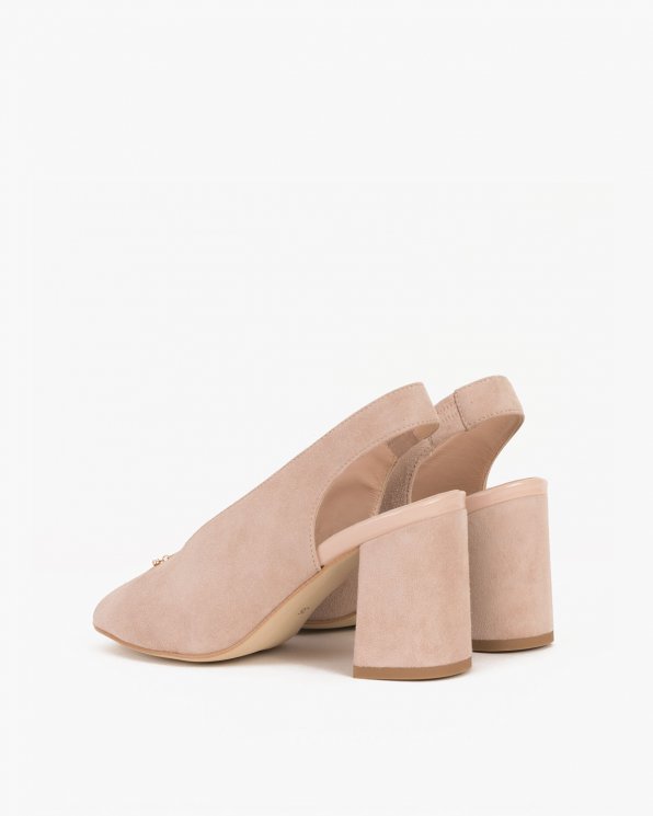 Beżowe sandały na słupku peep toe 024 -7908-041