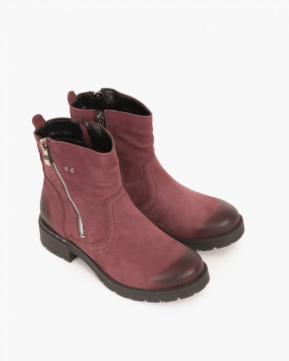 Bordowe botki nubukowe 048 9531/BORDO