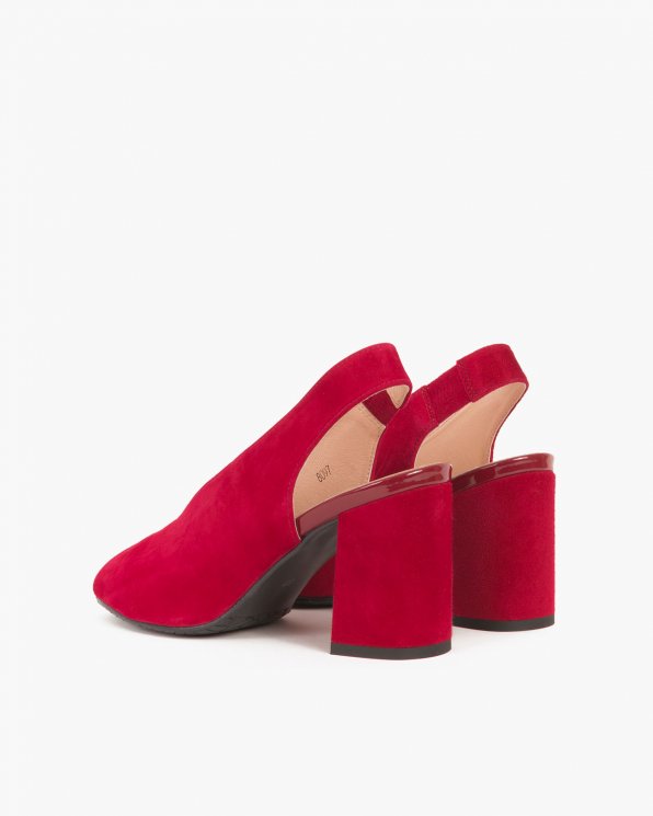 Czerwone sandały na słupku peep toe 024 -7908-2341