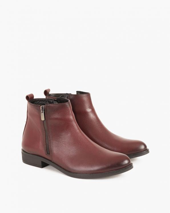 Bordowe botki skórzane 089 1454 -BORDO
