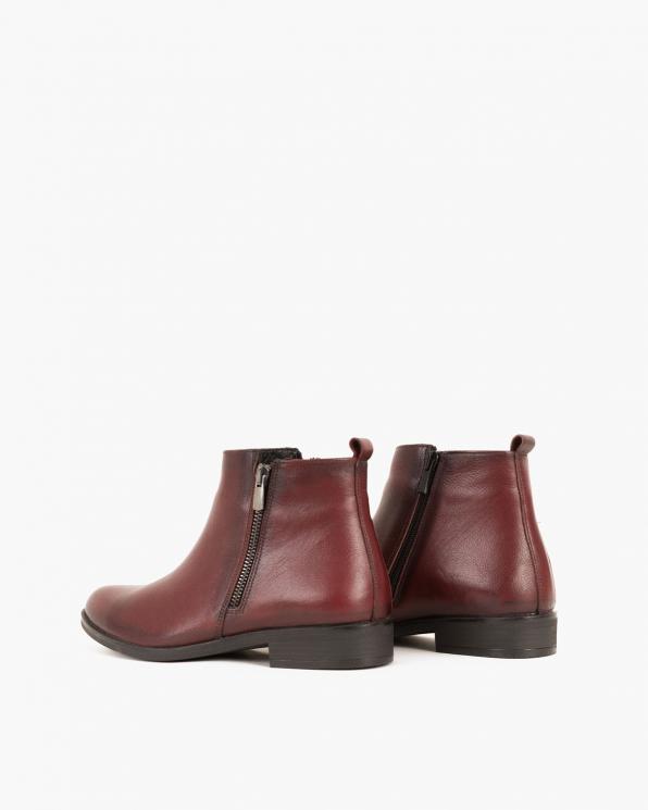 Bordowe botki skórzane 089 1454 -BORDO