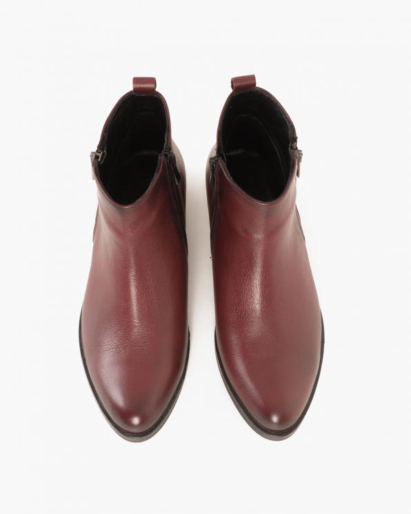 Bordowe botki skórzane 089 1454 -BORDO
