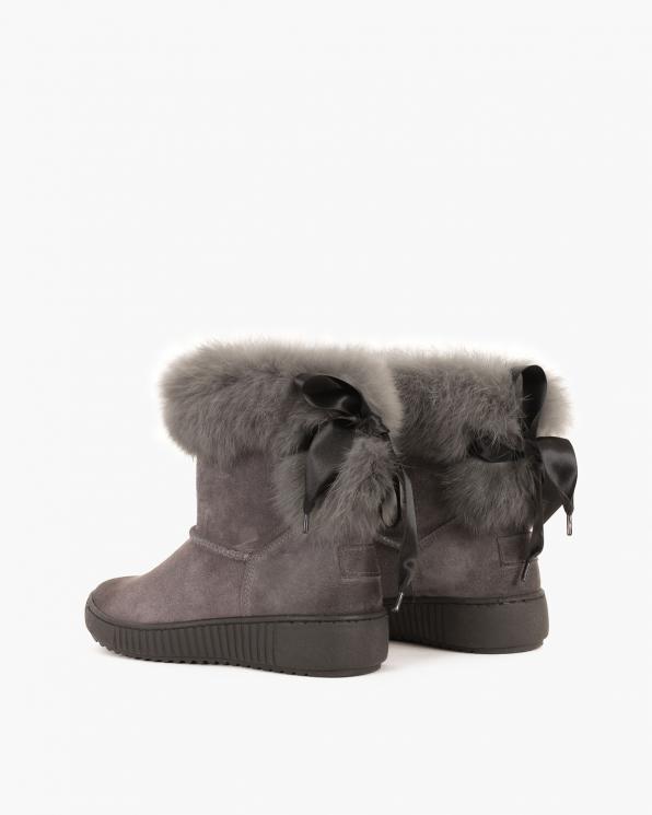Szare botki welurowe z futerkiem 085 02206-W SZ K