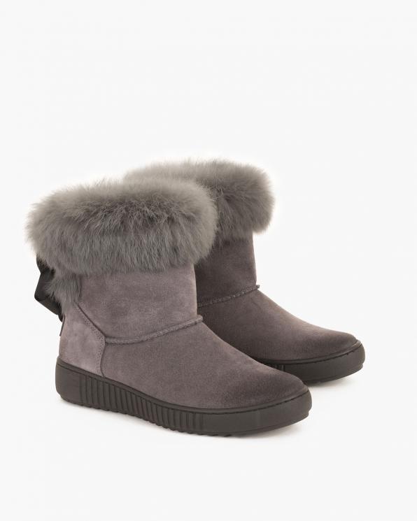 Szare botki welurowe z futerkiem 085 02206-W SZ K