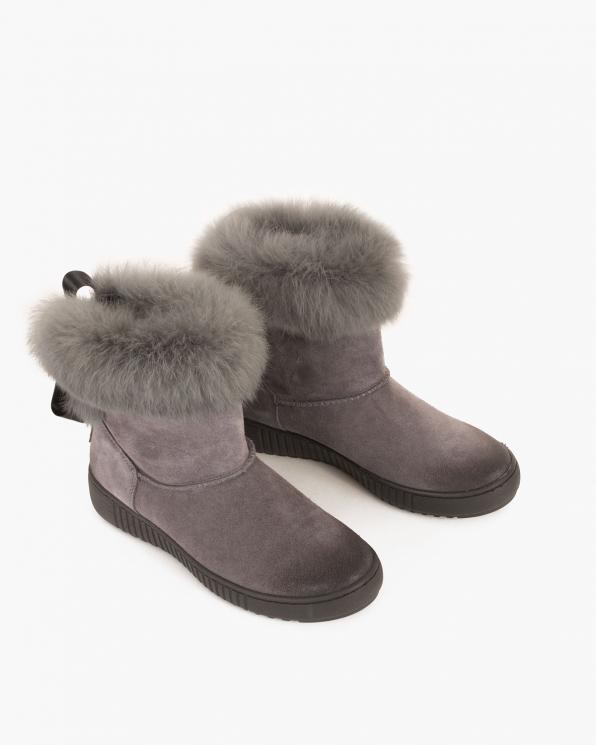 Szare botki welurowe z futerkiem 085 02206-W SZ K