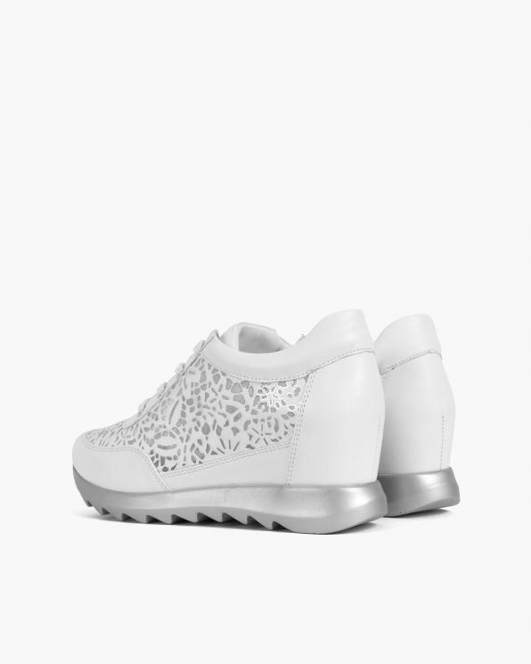 Białe sneakersy skórzane z siatką 098-956-BIAŁY
