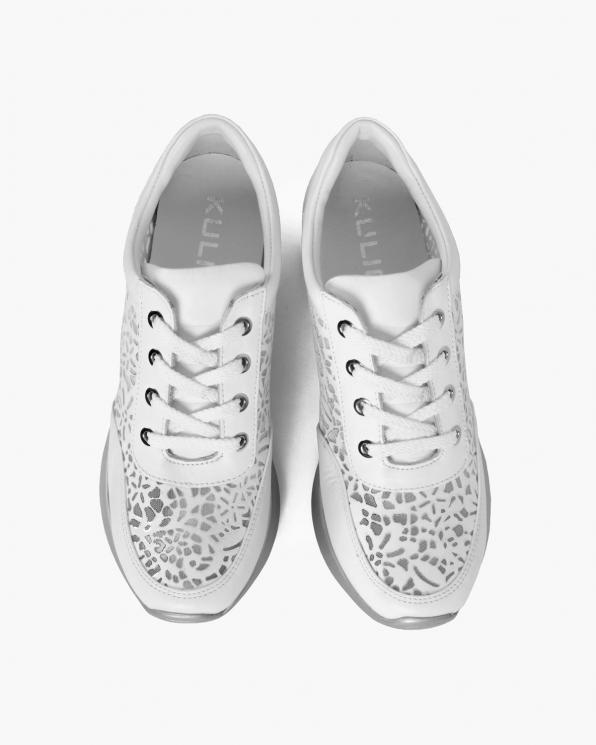 Białe sneakersy skórzane z siatką 098-956-BIAŁY