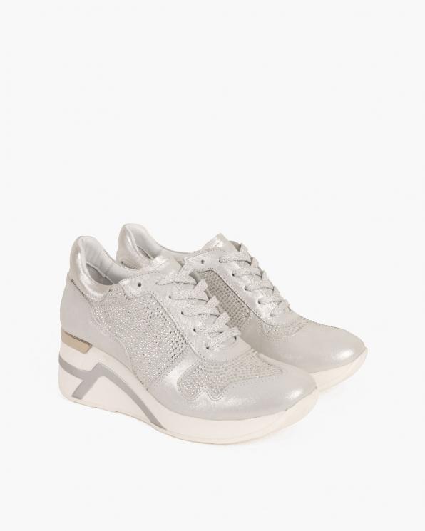 Szare sneakersy nubukowe z kryształkami 098-600-BIAŁY