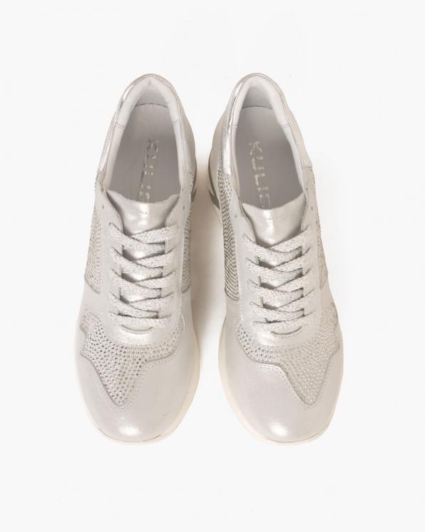 Szare sneakersy nubukowe z kryształkami 098-600-BIAŁY