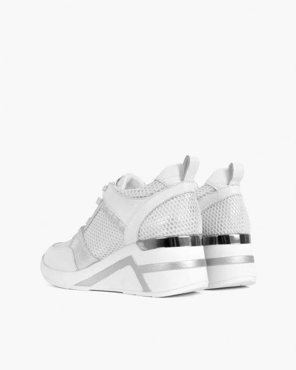 Białe sneakersy skórzane z siatką 098-5067-BIAŁY