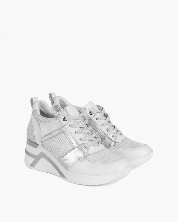 Białe sneakersy skórzane z siatką 098-5067-BIAŁY