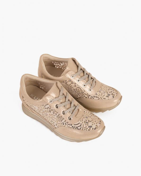 Beżowe sneakersy nubukowe z siatką 098-500-BEZ