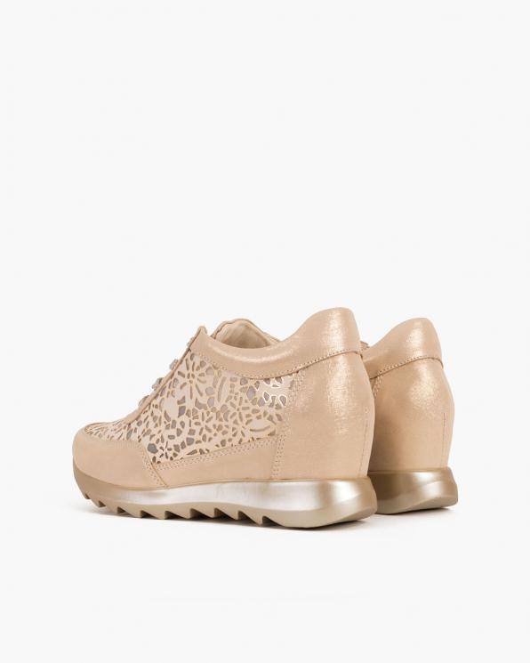 Beżowe sneakersy nubukowe z siatką 098-500-BEZ