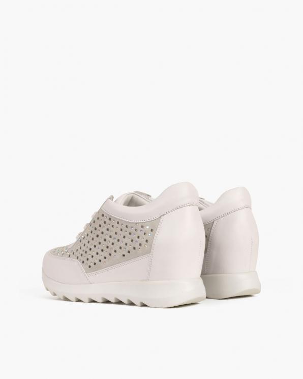 Białe sneakersy skórzane z kryształkami 098-1004-BIAŁY