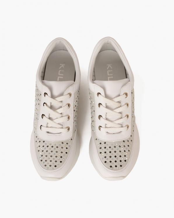 Białe sneakersy skórzane z kryształkami 098-1004-BIAŁY