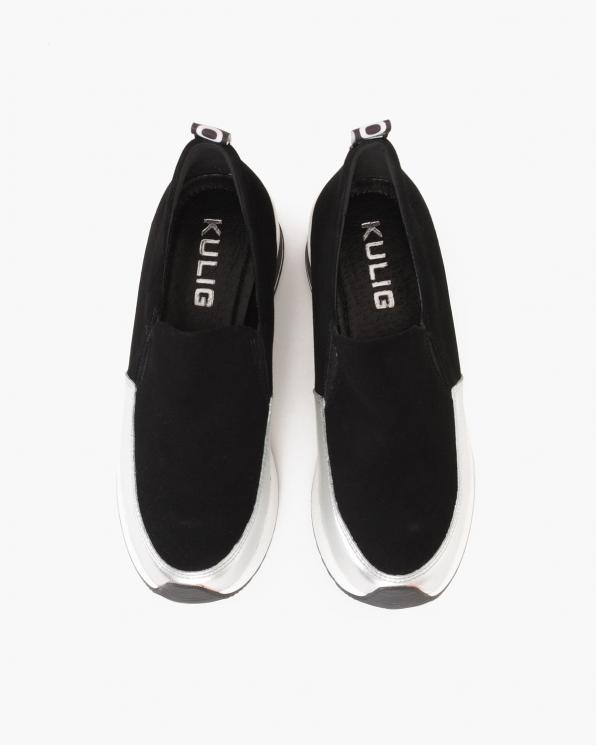 Srebrno-czarne sneakersy zamszowe 046-904-CZ-SREB