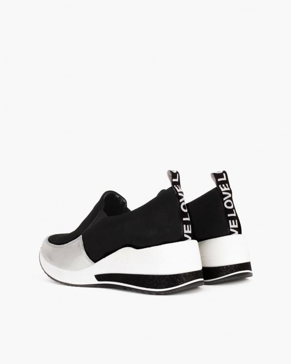 Srebrno-czarne sneakersy zamszowe 046-904-CZ-SREB