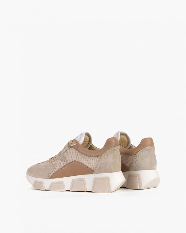 Beżowe sneakersy nubukowe z siatką 098-5078-BEZ