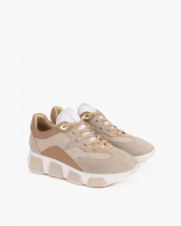 Beżowe sneakersy nubukowe z siatką 098-5078-BEZ