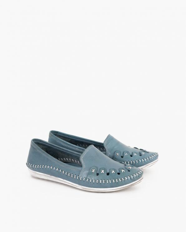 Niebieskie mokasyny damskie skórzane 097-429-BLUE