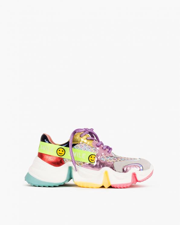 Wielokolorowe sneakersy z siatką 083-153-FIOLET
