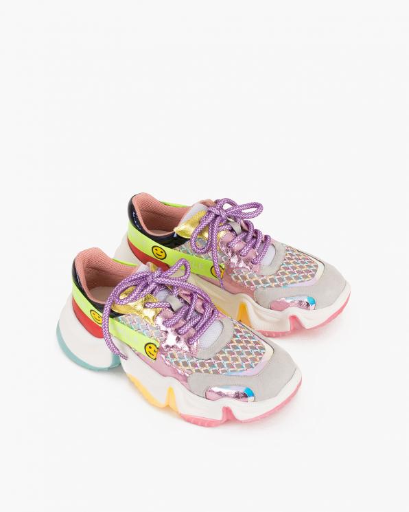 Wielokolorowe sneakersy z siatką 083-153-FIOLET