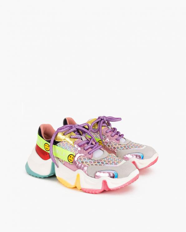 Wielokolorowe sneakersy z siatką 083-153-FIOLET