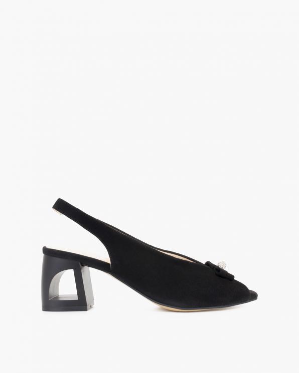 Czarne sandały damskie welurowe peep toe 108-503-CZARNY