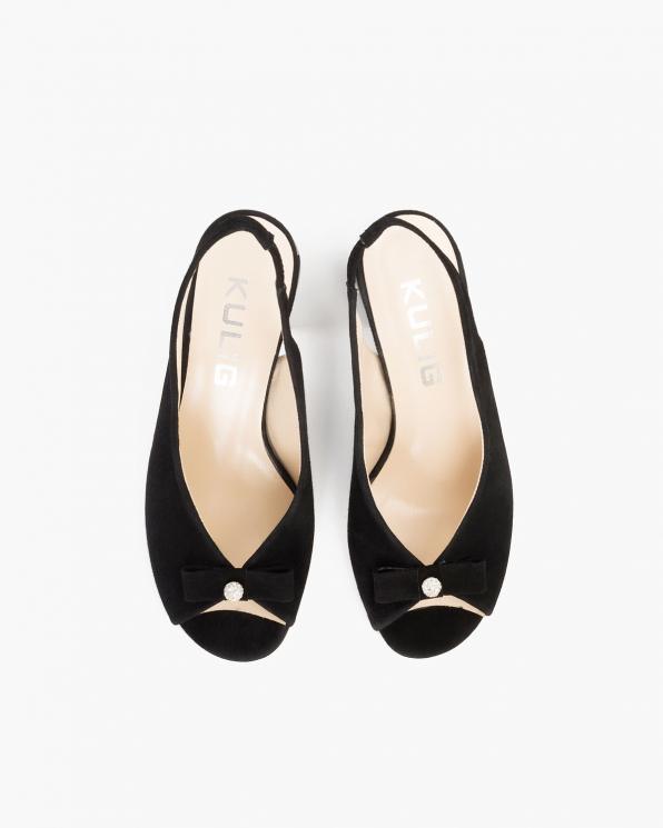 Czarne sandały damskie welurowe peep toe 108-503-CZARNY